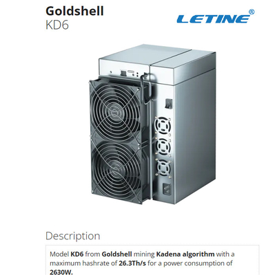 Mineur 2630W de KD6 26.3Th Goldshell Asic pour le mien de la pièce de monnaie de Kadena