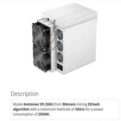 Rentabilité EtHash ETH etc. de l'antminer e9 de bitmain de Bitmain Asic Antminer E9 3Gh/S 2556W la plupart d'asics rentable