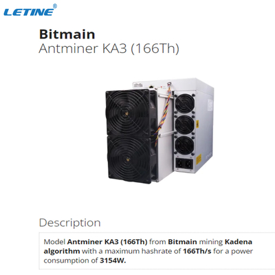 Mineur de Kadena Asic de fans de la machine d'abattage d'Antminer KA3 166Th Bitmain 4