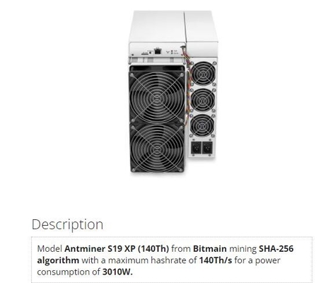 Mineur de chaîne de bloc d'Antminer S19 XP de mineur de Bitmain BTC d'interface d'Ethernet 140Th