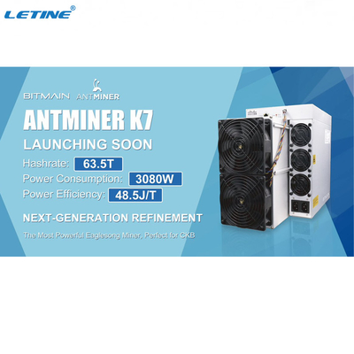 Antminer K7 63.5t 3080W CKB Coin Miner Asic Bitmain Mining Machine Avec Alimentation
