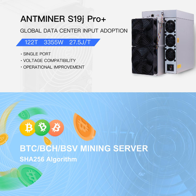 Bitmain Antminer S19J Pro+ 122T 118T 27.5J/T Miner Bitcoin à faible puissance