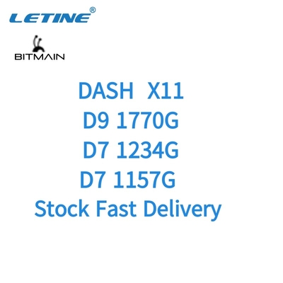 mineur Crypto Secondhand D7 1286G de pièce de monnaie de tiret de 1770Gh Bitmain Antminer D9