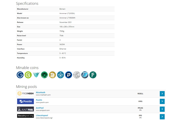 machine d'abattage de 9050M 9500M 75db Bitmain Asic Antminer L7 Scrypt
