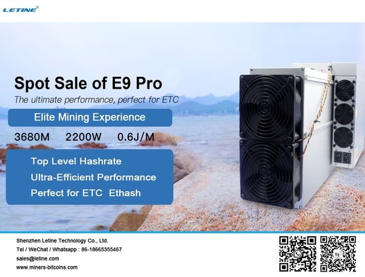 3780M 3680M 3580M Antminer E9 Pro 7GB Ram High Hashrate 2200W ETC Miner