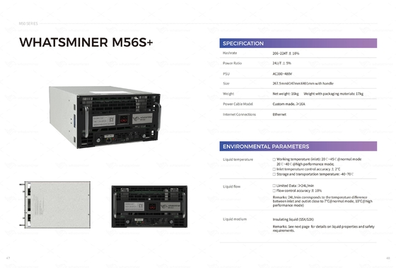 Refroidissement par l'eau de refroidissement hydraulique de MicroBT Whatsminer M56s 194t 222t M53s++ 22j/T
