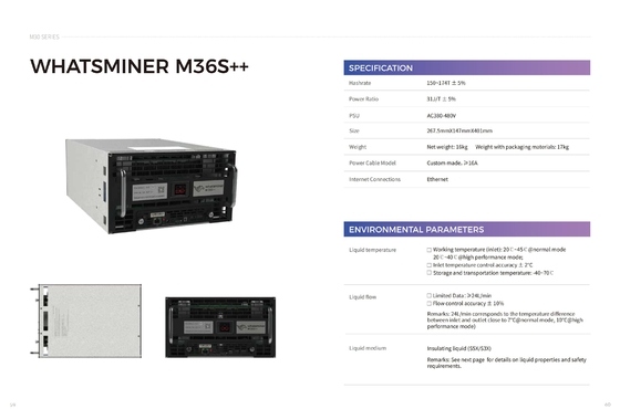 Connexion de refroidissement hydraulique d'Ethernet de MicroBT Whatsminer M36s 174t 222t pour le refroidissement industriel