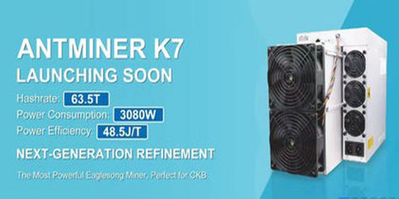 Résultats élevés CKB Miner Bitmain Antminer K7 63.5Th/S 3080W Nervos Asic Miner Antminer K7 63.5T 58T