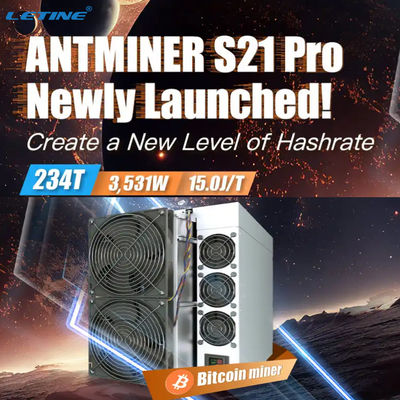 Les contrats à terme Bitcoin Miner S21 Pro 234T 3510W 15J/T BTC BCH BSV SHA256 Miner à refroidissement par air