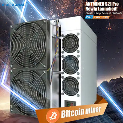 Nouveau Bitmain Antminer S21Pro 234TH/S 15W Crypto Miner S21 Pro 234T S21 200T Machine de minage de bitcoins