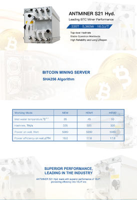 Nouveau S19e XP Hyd 251T 5522W 22J BTC BCH BSV SHA256 Miner à refroidissement par eau