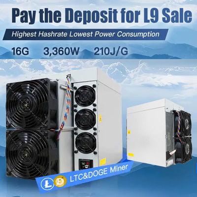 Nouveau Antminer L9 16G 3360W efficacité énergétique 210J/G exploitation minière serveur LTC DOGE Scrypt refroidissement à l'air mineur
