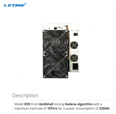 De Kadena 18ème 2250W Goldshell Antminer KD5 KDA Ethernet d'interface de l'algorithme