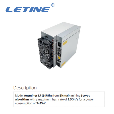 Consommation de machine d'abattage de doge de Bitmain Asic Antminer L7 9500Mh/s LTC de mineur de 3425W Asic