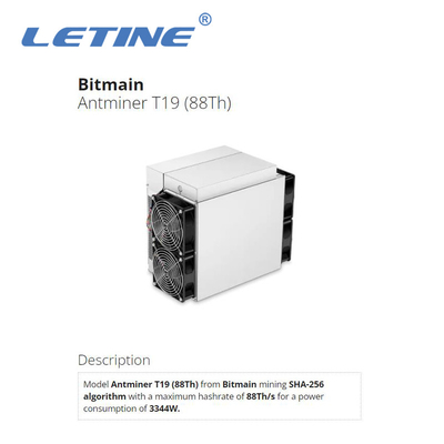 Haute machine d'abattage de l'algorithme BTC du bénéfice SHA-256 de Bitmain Asic Antminer T19 88T 3344W S19 semblable