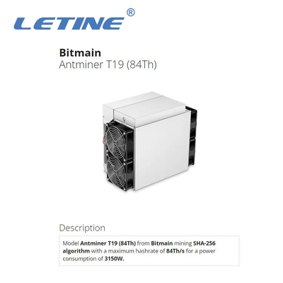 Dispositif de haute qualité T19 86T 88T d'exploitation de Bitmain Asic Antminer T19 84T BTC
