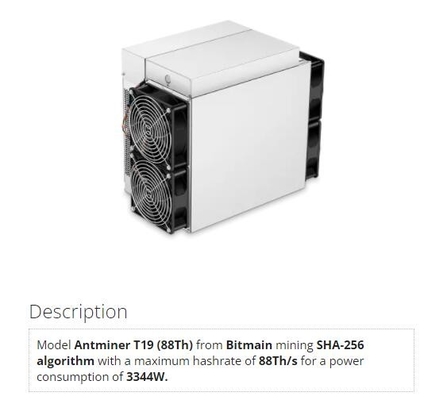 Quatre-vingt-quatrième Bitmain SHA-256 Bitcoin BTC mineur d'Antminer T19 quatre-vingt-dix-huitième courant