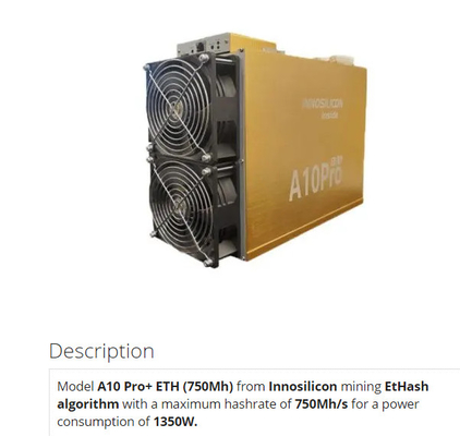 mineur A10 Pro+ 8g 7g 6g 5g de 750Mh 720Mh Innosilicon Asic