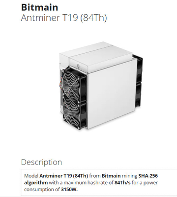 3040 watts SHA-256 Bitmain Antminer T19 84T 86T 88T