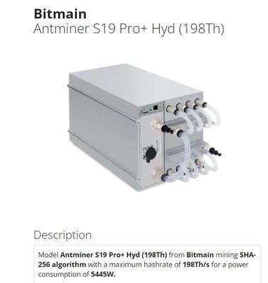 la 198Th hydraulique d'Antminer S19 Pro+ de mineur de 5445W J0-10 Asic par l'eau le refroidissement