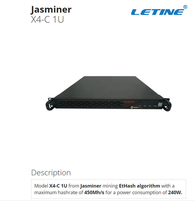 Mineur de Jasminer X4-C 1U EtHash Asic 450Mh 240W pour les sites professionnels de pièce à la maison d'IDC