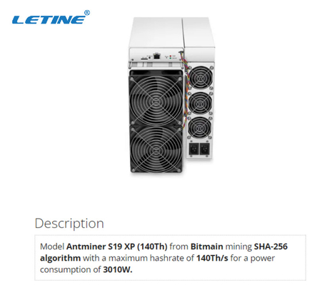 Algorithme élevé 3010W de Bitmain Antminer S19 XP 140Th SHA 256 de machine d'abattage de Bitcoin de bénéfice