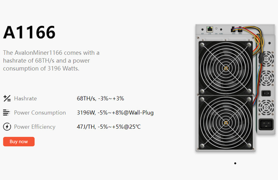 Mineur Avalon Miner de SHA 256 Bitcoin ASIC 1166 pro fans de 81Th/S 12038X4